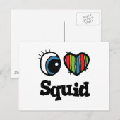 I Love (Heart) Squid Briefkaart (Voorkant / Achterkant)