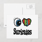 I Love (Heart) Suricates Briefkaart (Voorkant / Achterkant)