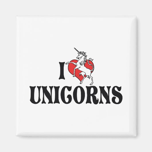 I Love Heart Unicorns Magneet (Voorkant)