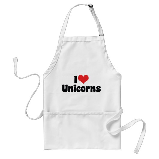 I Love Heart Unicorns Standaard Schort (Voorkant)