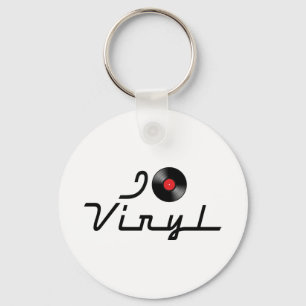 I Love Heart Vinyl - DJ Record Album Liefhebber Sleutelhanger