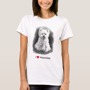 I Love (Heart) Westies: potloodtekening T-shirt