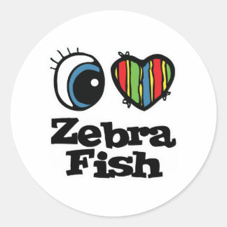I Love (Heart) Zebrafish Ronde Sticker