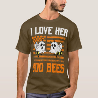 I Love Her Boo Bees Couples Halloween Costume USA T-shirt