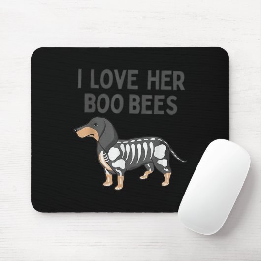 I Love Her Boo Bees Funny Halloween Dachshund Ween Muismat (Met muis)