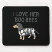 I Love Her Boo Bees Funny Halloween Dachshund Ween Muismat (Voorkant)