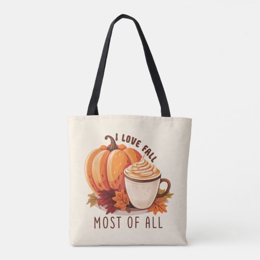 I Love Herfst - Pompoen en Pompoen Spice Latte Draagtas (Achterkant)