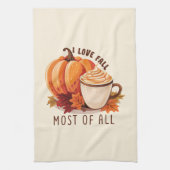 I Love Herfst - Pompoen en Pompoen Spice Latte Theedoek (Verticaal)