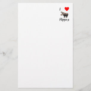 I Love Hippos (2) Briefpapier