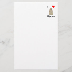 I Love Hippos (3) Briefpapier