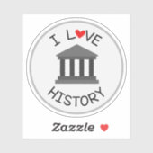 I Love History School Die Cut Sticker Decal (Vel)