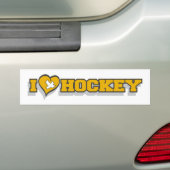 I Love Hockey Bumper Sticker (or) (En voiture)