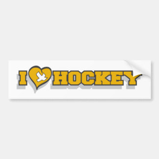 I Love Hockey Bumpersticker (goud)