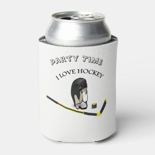 I Love hockey design with stick and helm Blikjeskoeler (Blikje Voorkant)