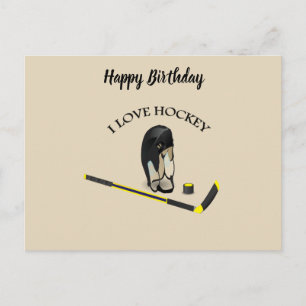 I Love hockey design with stick and helm Briefkaart