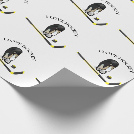 I Love hockey design with stick and helm Cadeaupapier (Hoek)