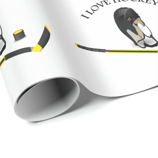 I Love hockey design with stick and helm Cadeaupapier (Rol Hoek)