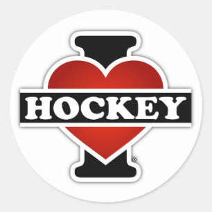 I Love Hockey Ronde Sticker