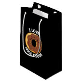 I Love Hole Foods Funny Donut Pun Dark BG Klein Cadeauzakje (Voorkant Gekanteld)