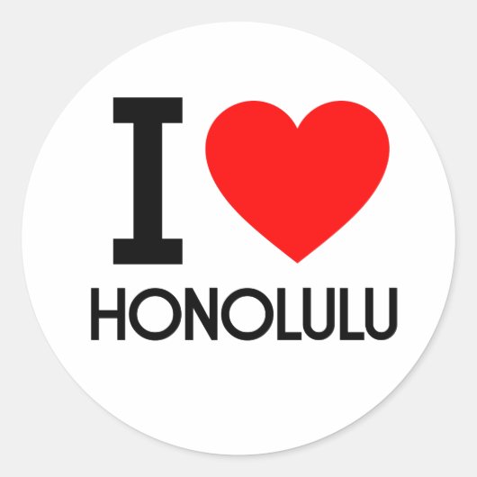 I Love Honolulu Ronde Sticker (Voorkant)