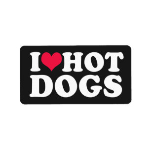 I Love Hot Dogs Rectangular Etiket