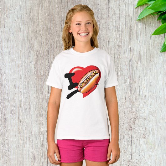I Love Hotdogs Girls T-Shirt