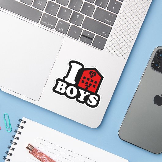 I Love Hotel Boys Sticker (Laptop met iPhone)
