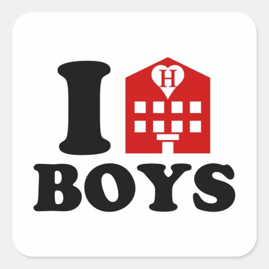 I Love Hotel Boys Vierkante Sticker (Voorkant)