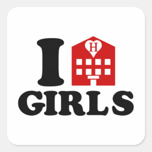 I Love Hotel Girls Vierkante Sticker