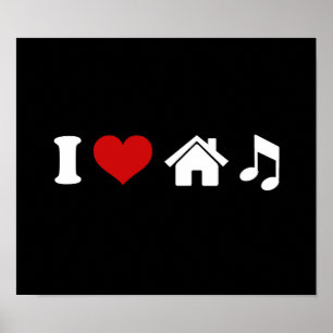 I Love House Music Black Poster Ibiza-dansing