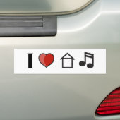 I Love House Music Bumpersticker (Op auto)