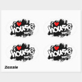 I Love House Music Ovale Sticker (Vel)