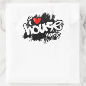 I Love House Music Ovale Sticker (Tas)