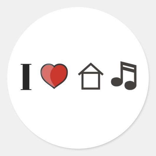 I Love House Music Ronde Sticker (Voorkant)