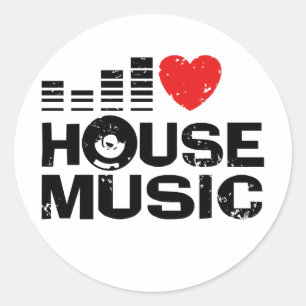 I Love House Music Ronde Sticker