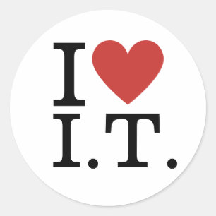 I ❤️ Love I.T. Informatie Tech Personeel CUSTOM Ronde Sticker