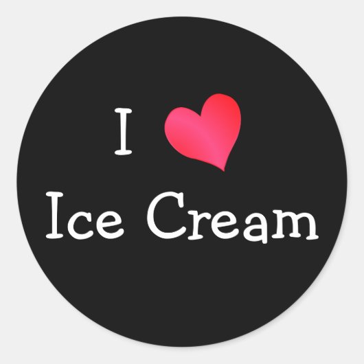I Love Ice Cream Ronde Sticker (Voorkant)
