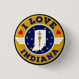 I Love Indiana State Map and Flag Ronde Button 3,2 Cm