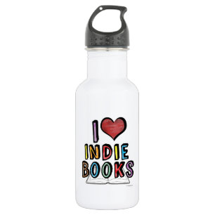 I Love Indie Books Fun Cool Authors Design Waterfles