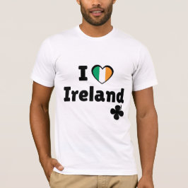 I Love Ireland Irish Flag Heart & Shamrock (Black) T-shirt