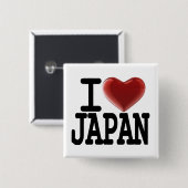 I Love JAPAN Vierkante Button 5,1 Cm (Voorkant /achterkant)