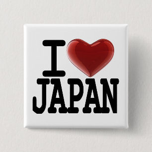 I Love JAPAN Vierkante Button 5,1 Cm