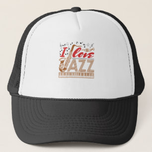 I Love Jazz Music Musician Fan Saxophone Trucker Pet