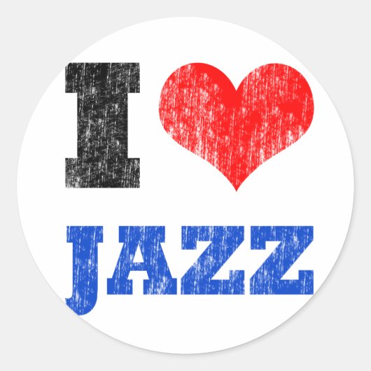 I Love Jazz Ronde Sticker (Voorkant)