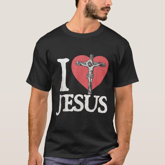 I Love Jesus Retro Christian Religious For Men Wom T-shirt (Voorkant)