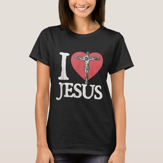 I Love Jesus Retro Christian Religious For Men Wom T-shirt (Voorkant)