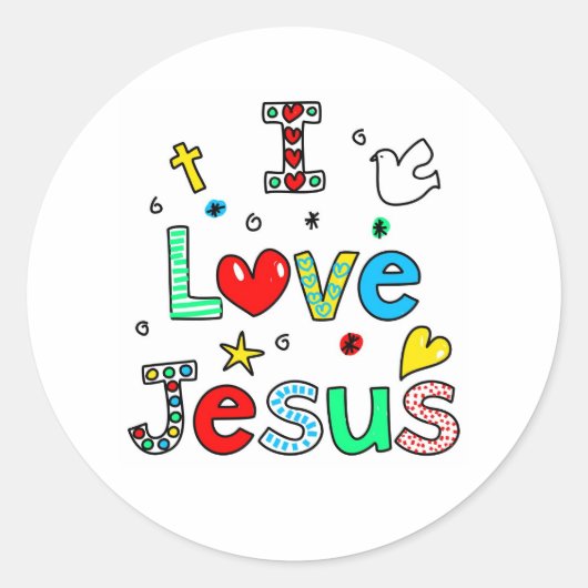I Love Jesus Ronde Sticker (Voorkant)