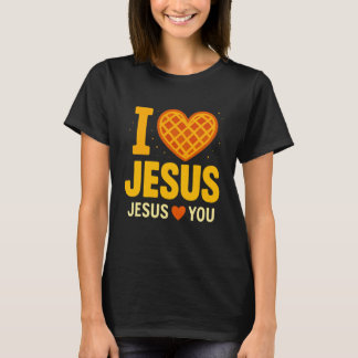 I Love Jesus Waffle Heart Faith Cute T-shirt