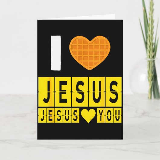 I Love Jesus Waffle Heart Jesus Loves You Funny Br Kaart (Voorkant)