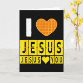 I Love Jesus Waffle Heart Jesus Loves You Funny Br Kaart (Gele Bloem)